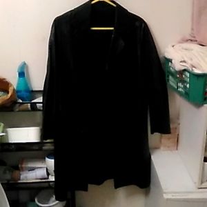 Women's long coat black Glossy original leather jacket